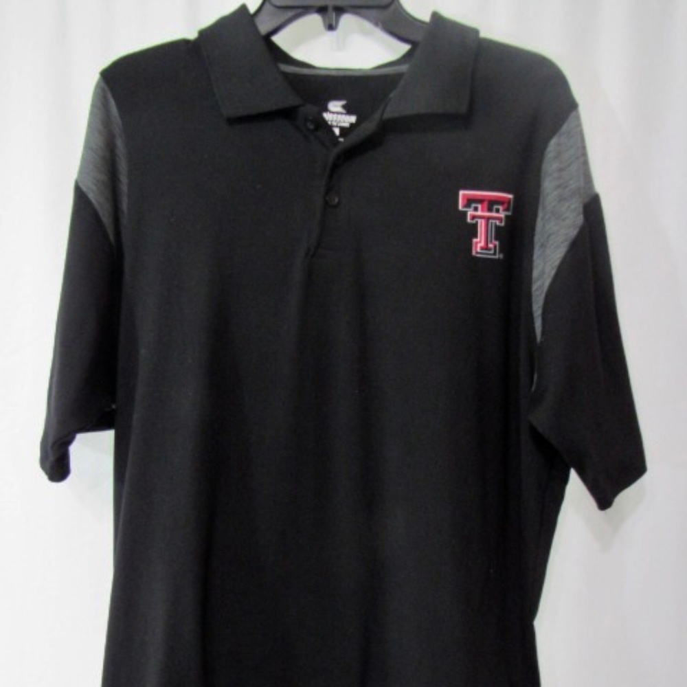 Texas Tech Colosseum Sportswear Black PolyesterBlend Polo‎ Shirt Sz L